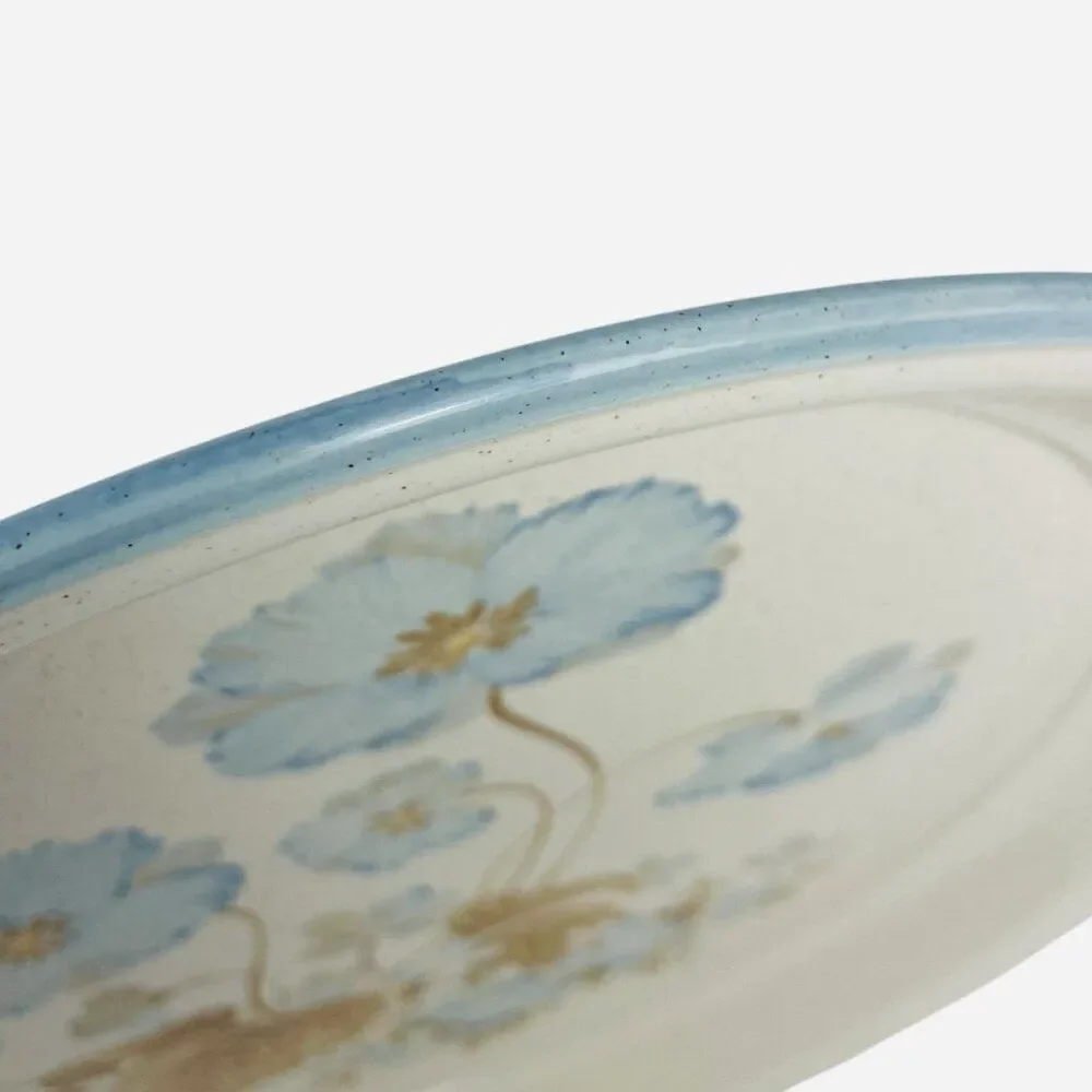 Nitto Overtones Bali Chop Plate Serving Platter Japan Blue Flowers Stoneware